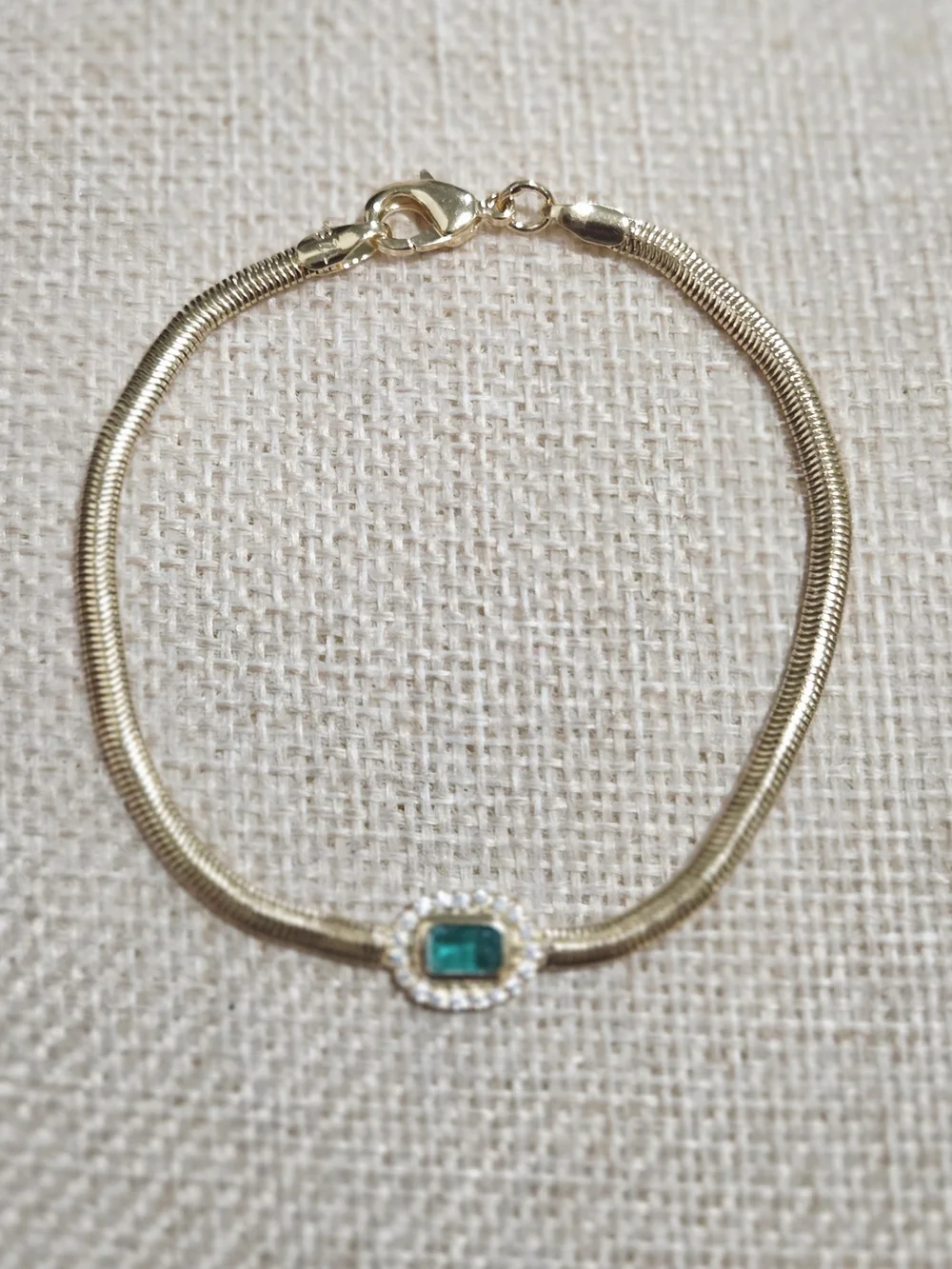 Gold Emerald Halo Bracelet - Green Gem Bracelet